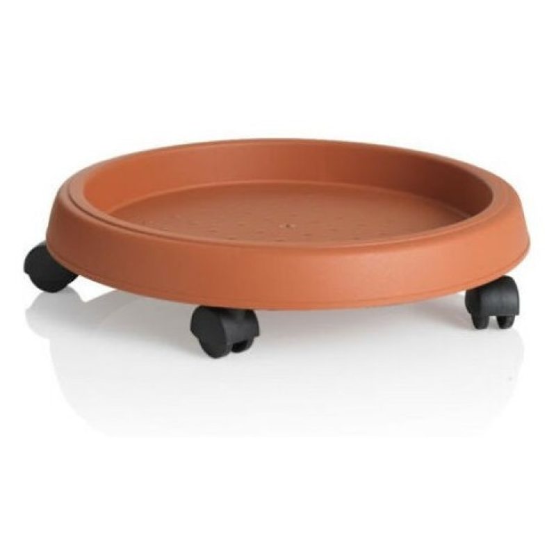 Bama BAMA SOTTOVASO Tondo con RUOTE in PLASTICA TERRACOTTA Fioriera...
