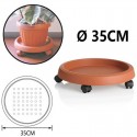BAMA SOTTOVASO Tondo con RUOTE in PLASTICA TERRACOTTA Fioriera Giardino esterno