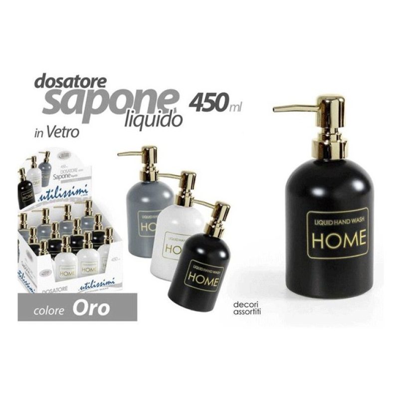 GICOS PORTA SAPONE LIQUIDO DOSATORE DISPENSER da 450ml vetro distri...