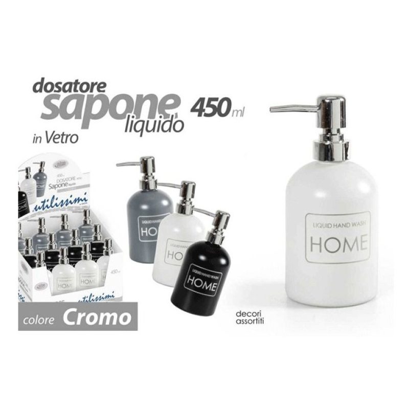 GICOS PORTA SAPONE LIQUIDO DOSATORE DISPENSER da 450ml vetro distri...