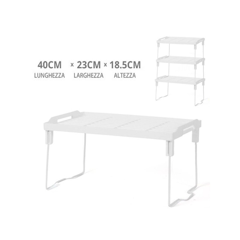 WeHome RIPIANO PIANO RICHIUDIBILE IN PLASTICA BIANCO CUCINA MENSOLA...