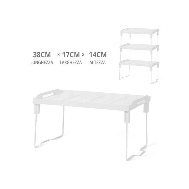 WeHome RIPIANO PIANO RICHIUDIBILE IN PLASTICA BIANCO CUCINA MENSOLA...