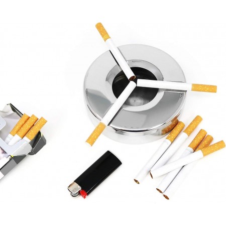 6x PORTACENERE IN ACCIAIO ROTONDO PER BAR PUB RISTORANTE ESTERNO POSACENERE