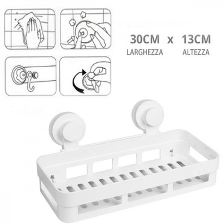 Mensola portaoggetti adesiva organizer bagno cucina contenitore multiuso 6 ganci