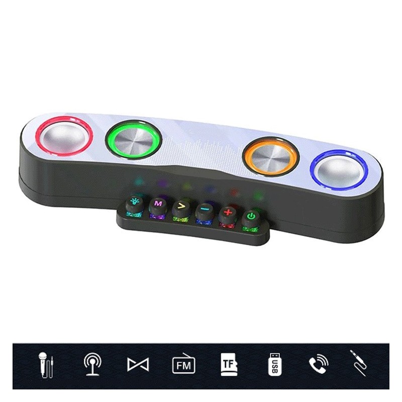 WIRELESS BLUETOOTH CASSA SPEAKER GAMING PER DESKTOP LAPTOP PC BARRA AUDIO
