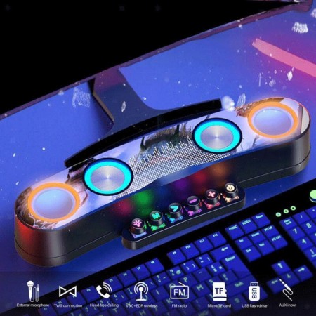 WIRELESS BLUETOOTH CASSA SPEAKER GAMING PER DESKTOP LAPTOP PC BARRA AUDIO