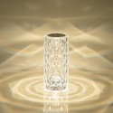 LAMPADA TAVOLO LED RICARICABILE 3 TONALITA' DI LUCE EFFETTO CRISTALLO TOUCH