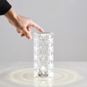 LAMPADA TAVOLO LED RICARICABILE 3 TONALITA' DI LUCE EFFETTO CRISTALLO TOUCH