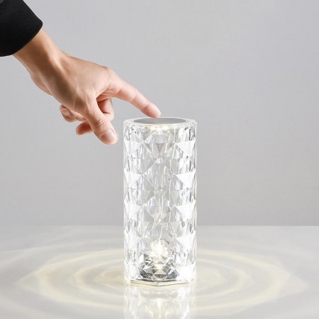 LAMPADA TAVOLO LED RICARICABILE 3 TONALITA' DI LUCE EFFETTO CRISTALLO TOUCH