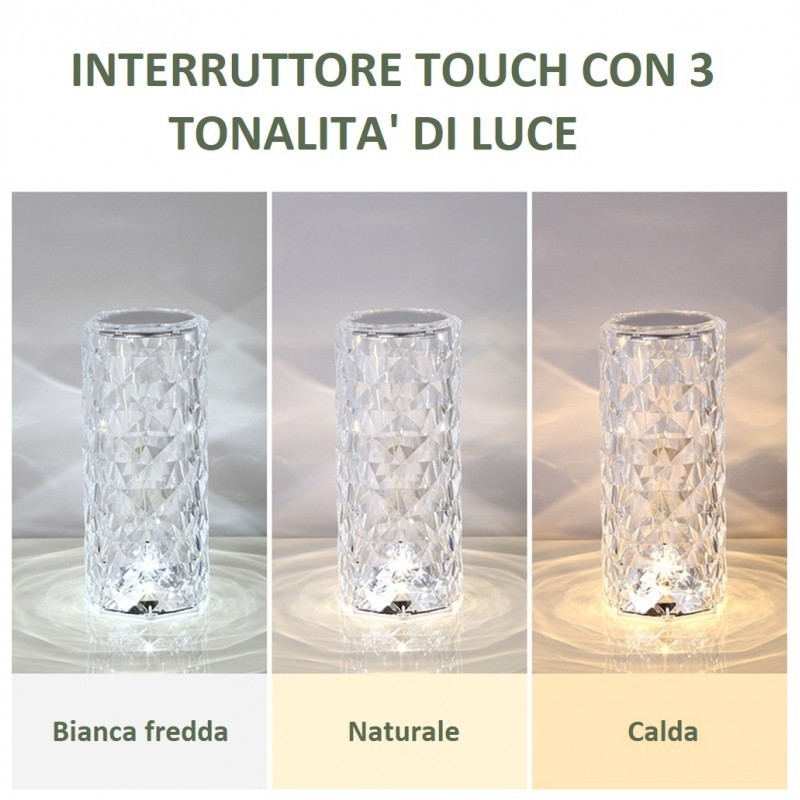 DRIWEI LAMPADA TAVOLO LED RICARICABILE 3 TONALITA' DI LUCE EFFETTO ...