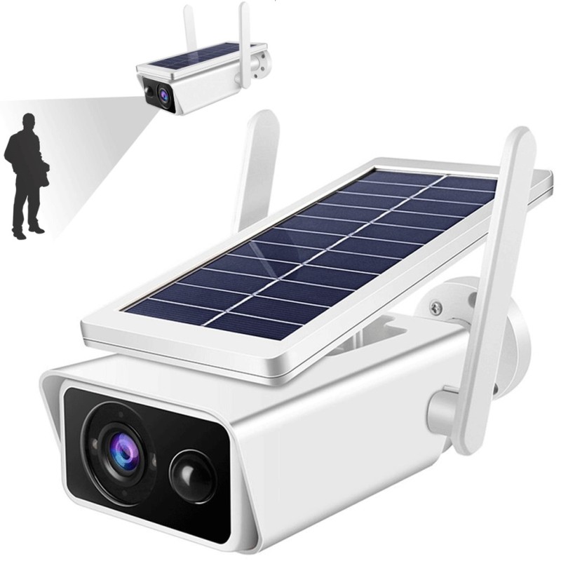 Hongu Telecamera pannello solare wifi 2MPX infrarossi sensore movim