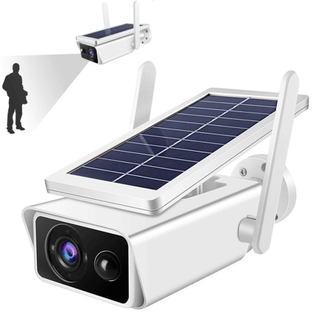 Telecamera pannello solare wifi 2MPX infrarossi sensore movimento SD senza fili