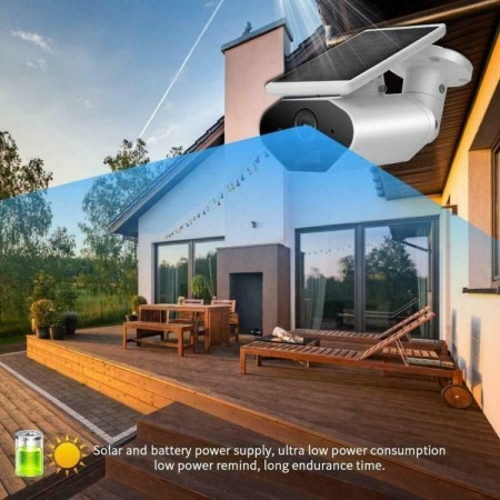 Telecamera pannello solare wifi 2MPX infrarossi sensore movimento SD senza fili