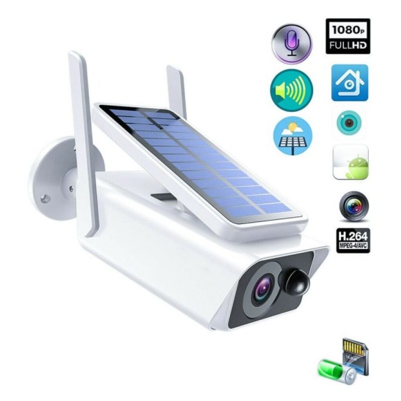 Hongu Telecamera pannello solare wifi 2MPX infrarossi sensore movim...