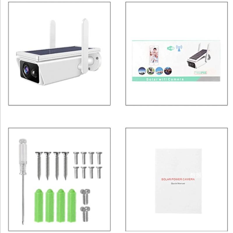 Hongu Telecamera pannello solare wifi 2MPX infrarossi sensore movim...