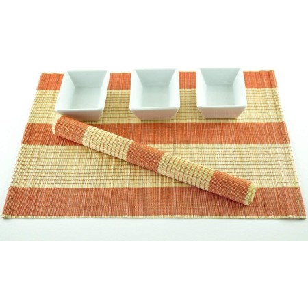 Set 6 Pezzi Tovagliette Tovaglie In Bambù Legno Colazione colore chiaro 30x45cm