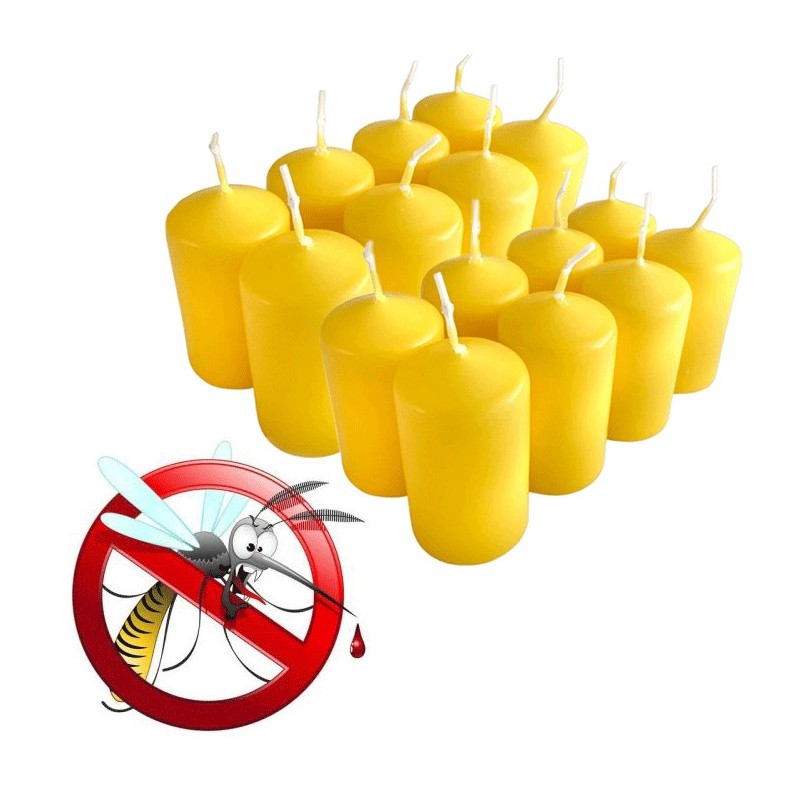 SET 12 CANDELE CITRONELLA  ANTI ZANZARE PROFUMO AMBIENTE  12x7cm CANDELA LUMINI
