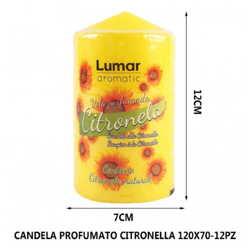Lumar SET 12 CANDELE CITRONELLA ANTI ZANZARE PROFUMO AMBIENTE 12x7c...