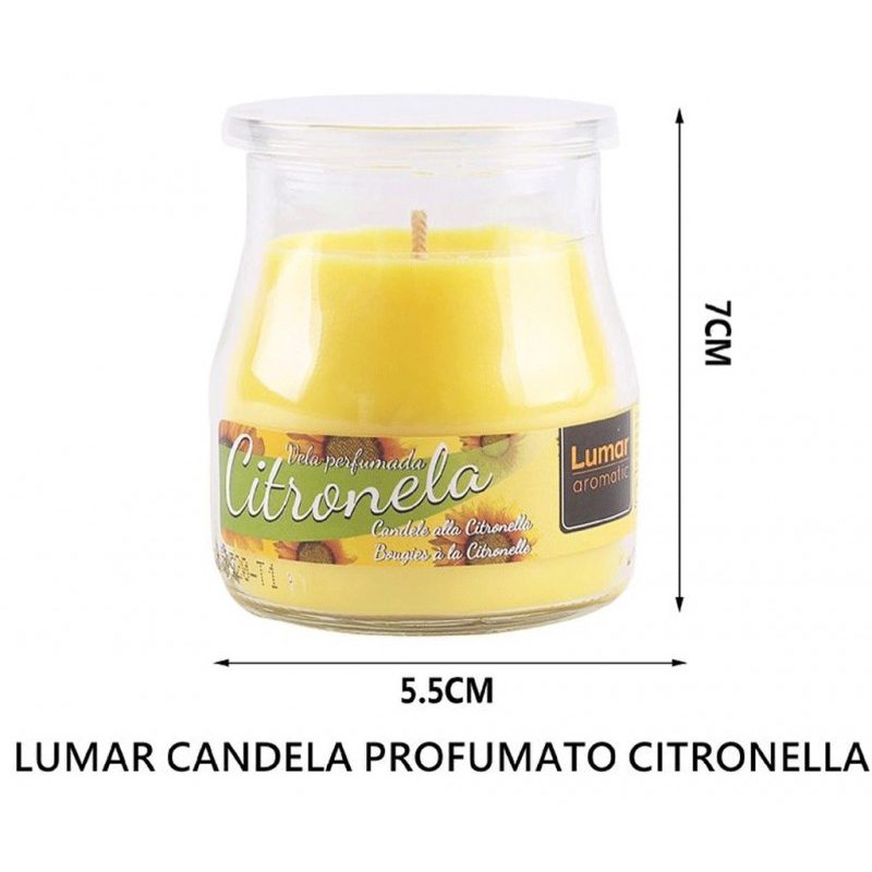Lumar SET 12 CANDELE CITRONELLA VASETTO VETRO ANTI ZANZARE PROFUMO ...