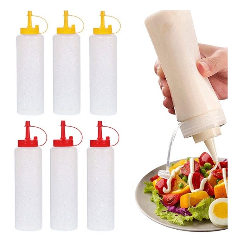 WeHome Set da 6 Dispenser Plastica Olio Maionese Ketchup Aceto Dosa...