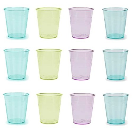 Set 12 bicchieri plastica colorati bambini 200ml feste compleanni riutilizzabili