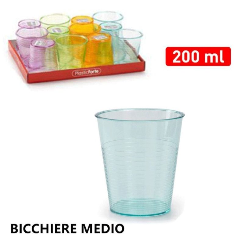 Plastic Forte Set 12 bicchieri plastica colorati bambini 200ml fest...