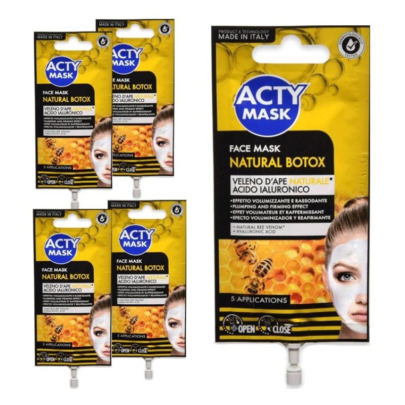 Acty Mask 5x MASCHERA VISO ACTY MASK HYDROGEL AL VELENO D'APE NATUR...