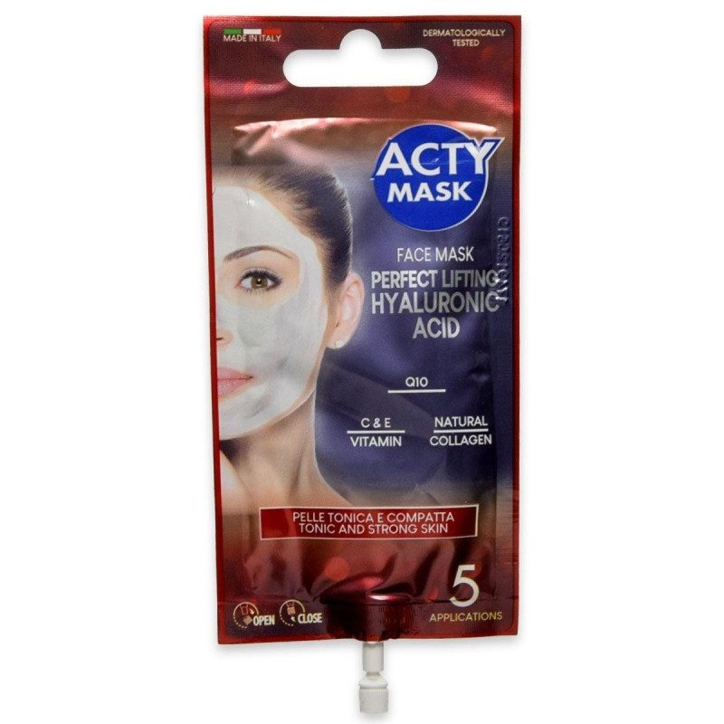 Acty Mask 5x MASCHERA VISO antirughe acido Ialuronico e collagene c...
