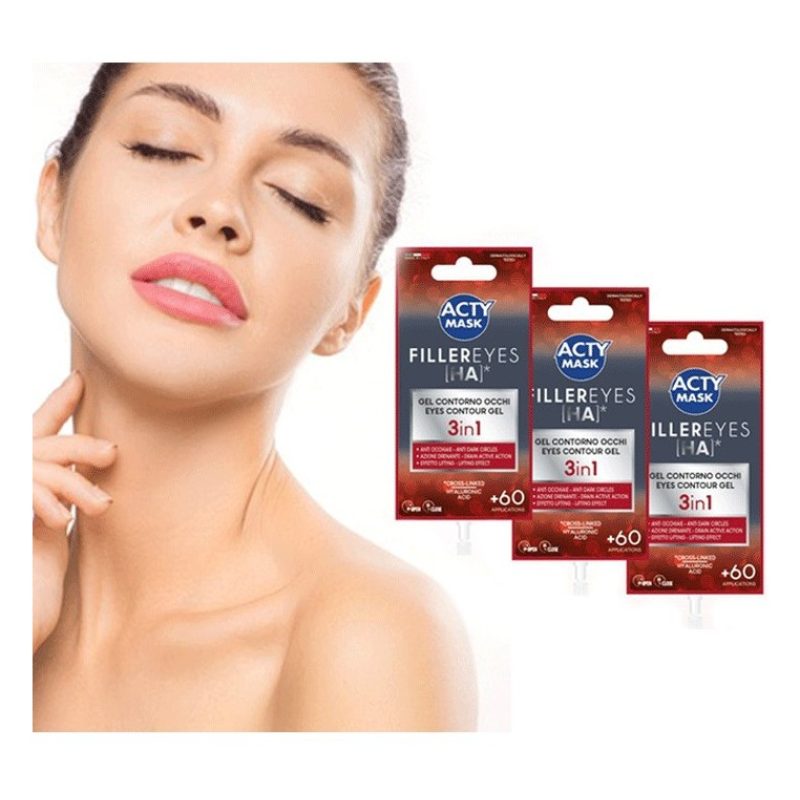 Acty Mask 3x Crema viso occhiaie lifting con acido Ialuronico fille...