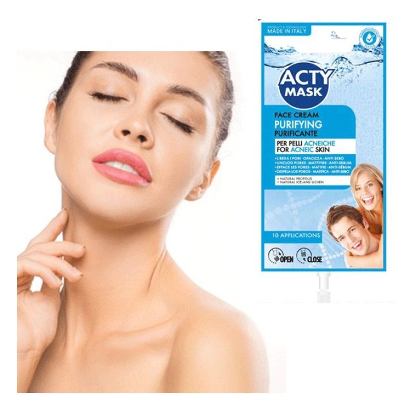 Acty Mask 5x Crema anti acne trattamento viso brufoli pulizia pelli...