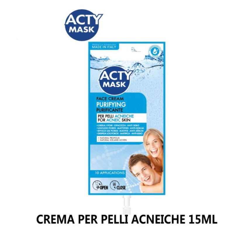 Acty Mask 5x Crema anti acne trattamento viso brufoli pulizia pelli...