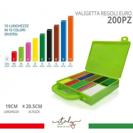 VALIGETTA REGOLI COLORATI PEZZI 200 GIOCO DIDATTICO PER CALCOLO E SCOMPOSIZIONE
