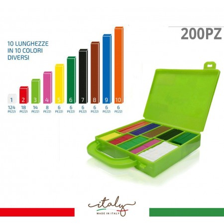 VALIGETTA REGOLI COLORATI PEZZI 200 GIOCO DIDATTICO PER CALCOLO E SCOMPOSIZIONE