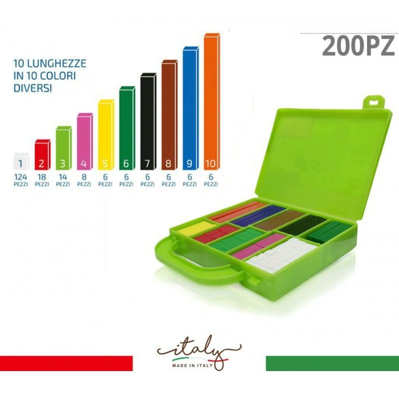 Hongu VALIGETTA REGOLI COLORATI PEZZI 200 GIOCO DIDATTICO PER CALCO...