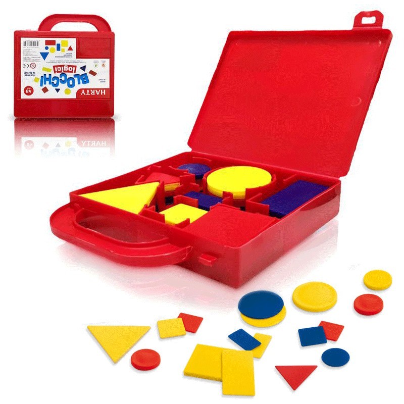 Valigetta con Blocchi Logici in Plastica Gioco Didattico 48 pezzi scuola bambini
