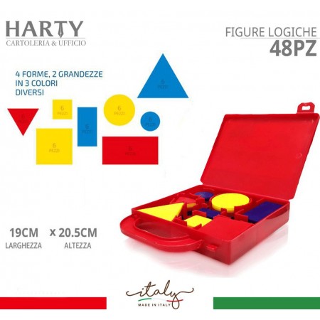Valigetta con Blocchi Logici in Plastica Gioco Didattico 48 pezzi scuola bambini