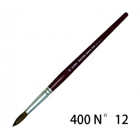 12x Set Pennelli setola manico lungo pittura olio punta tonda serie 400 GIOTTO