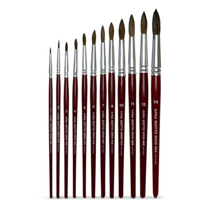 Giotto 12x Set Pennelli setola manico lungo pittura olio punta tond...