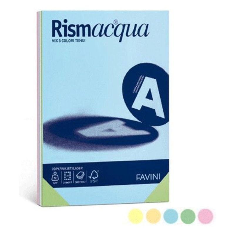 Favini RISMA CARTONCINO RISMACQUA 90GR A3 DA 300 FOGLI TINTA TENUE ...