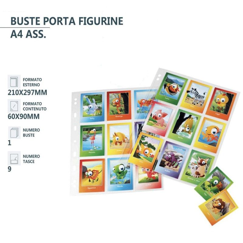 Sei Rota 662505 SET DA 20 BUSTE PORTA FIGURINE 6,5X9 SEI ROTA 9 TAS...