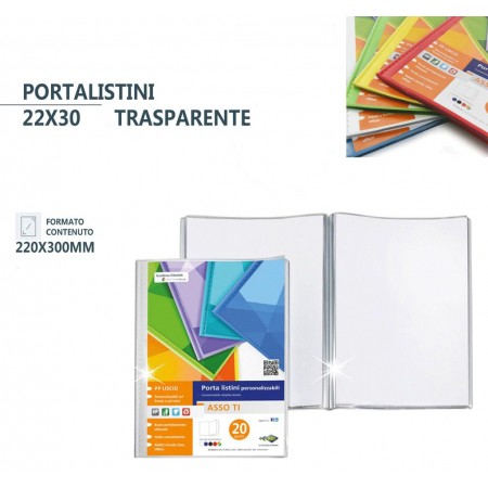 2x Portalistini Personalizzabili 22x30 cm 20/30/40/50 buste SEI ROTA trasparente