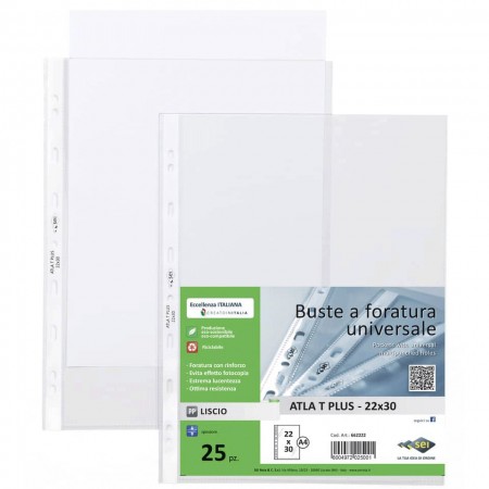 25/50 Buste a foratura universale A4 trasparenti raccoglitore ad anelli 22x30cm