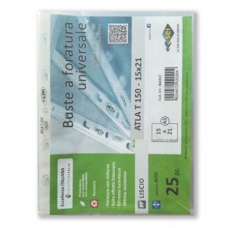 50 Buste a foratura universale A5 trasparenti raccoglitore ad anelli 15x21cm