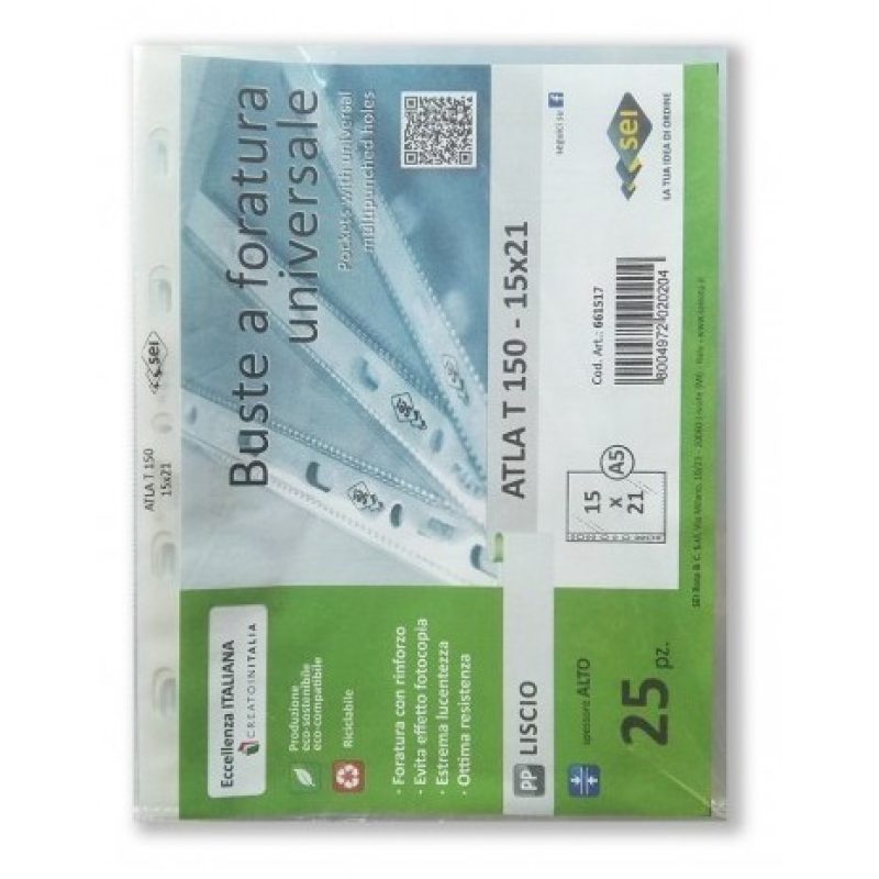 Sei Rota 50 Buste a foratura universale A5 trasparenti raccoglitore...