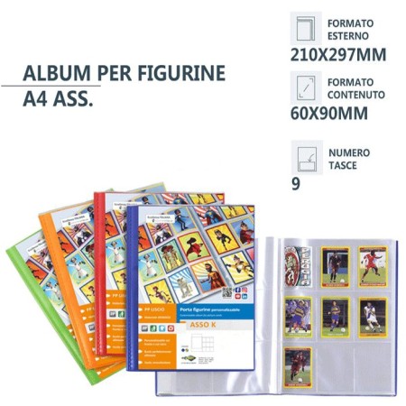 ALBUM DA 30 BUSTE PORTA FIGURINE COLLEZIONE 9 TASCHE ALBUM carte raccoglitore