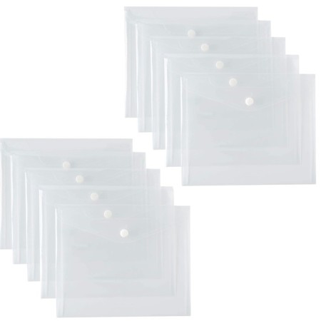 Set da 12 Buste con bottone trasparente custodia porta documenti varie misure