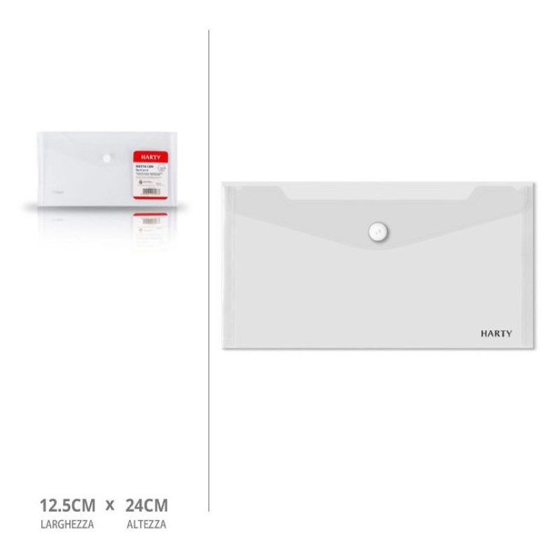 Harty Set da 12 Buste con bottone trasparente custodia porta docume...