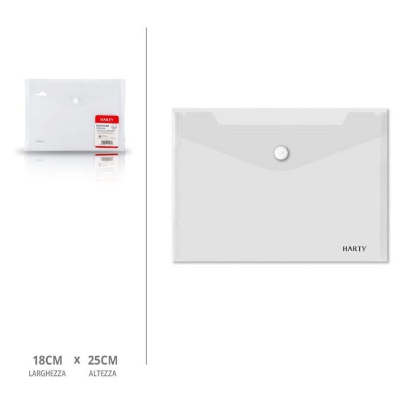 Harty Set da 12 Buste con bottone trasparente custodia porta docume...