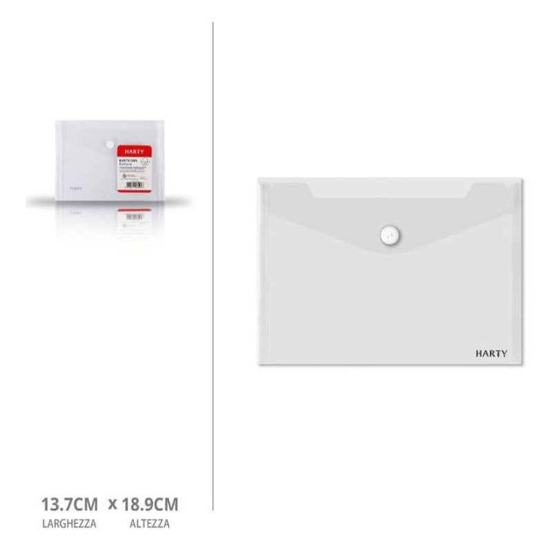 Harty Set da 12 Buste con bottone trasparente custodia porta docume...