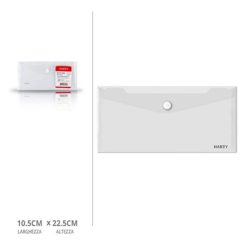 Harty Set da 12 Buste con bottone trasparente custodia porta docume...